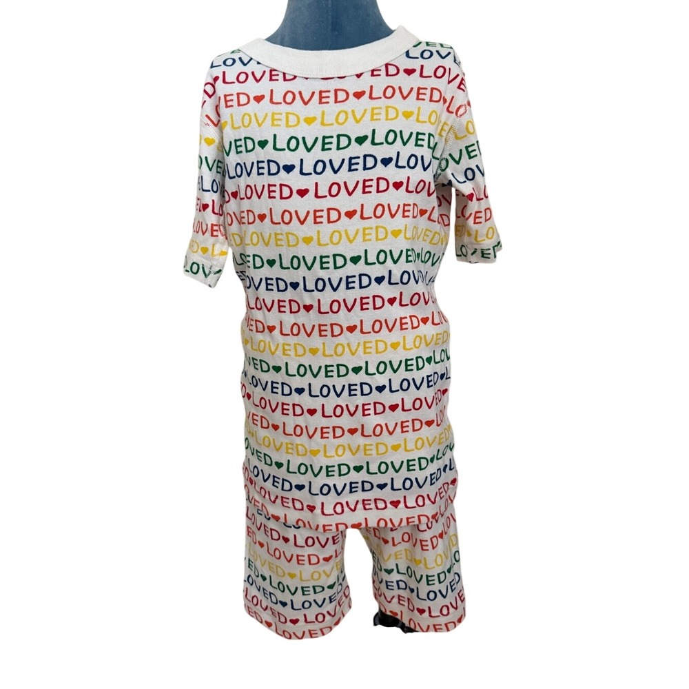 Hanna Andersson Rainbow "Loved" Shorts Pajama Set Size US 10